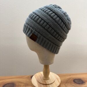 C.C Exclusives Gray Chunky Ribbed‎ Winter Boho Streetwear Knit Cap Beanie Hat